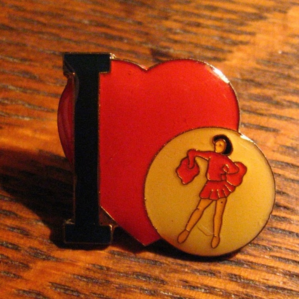I Love Cheerleading Heart Cheerleader Lapel Pin